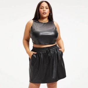 Brand New Good American Better Than Leather Mini Skirt